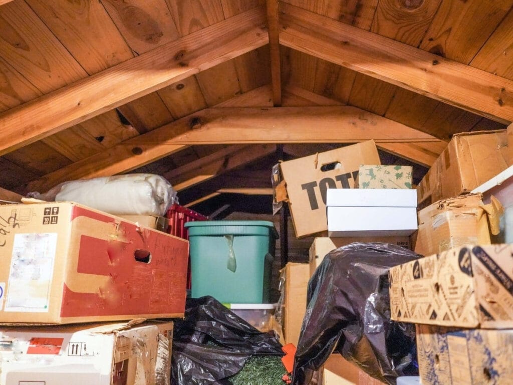 attic storage clutter 4x3 1 8 Best Practices for Safely Salvaging Heirlooms in Hoarded Estate Cleanups